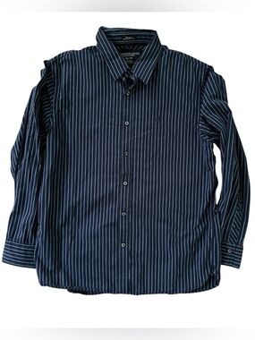 American Eagle Men's XL Button Up Long Sleeve Striped Vintage Fit Shirt Blue